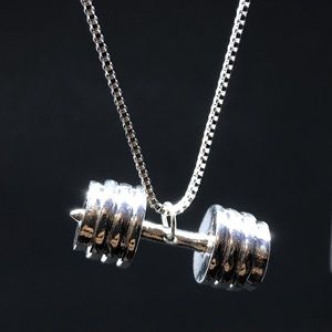 Alloy Dumbbell Barbell Pendant Necklace